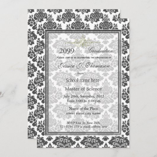 Elegant hoge prestatie afstuderen aankondiging (Voorkant / Achterkant)