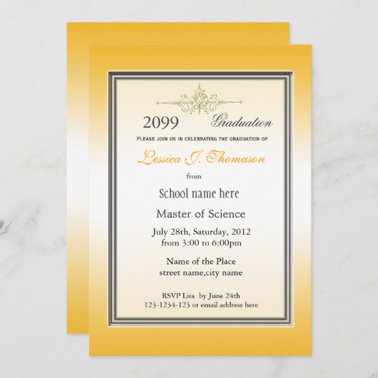 Elegant hoge prestatie afstuderen aankondiging (Voorkant / Achterkant)