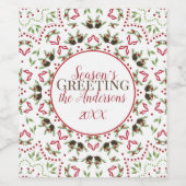 Elegant Holiday Artistic Greenery Familie Kerst Wijn Etiket (Enkel label)