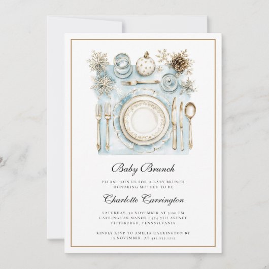 Elegant Holiday Baby Brunch Baby shower Uitnodigin Kaart (Voorkant)