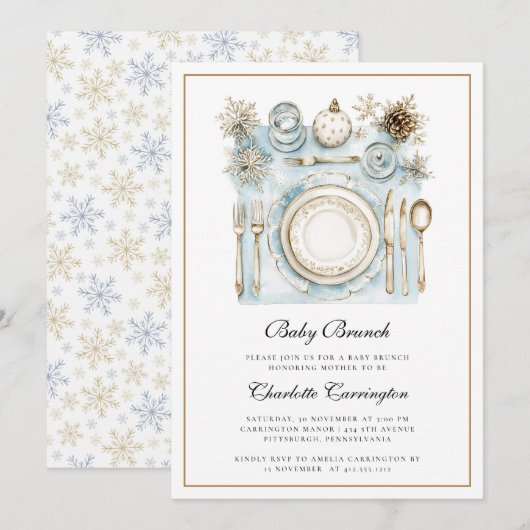 Elegant Holiday Baby Brunch Baby shower Uitnodigin Kaart (Voorkant / Achterkant)