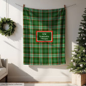 Elegant Holiday Blanket Red Green Monogram Touch Fleece Deken
