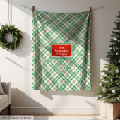 Elegant Holiday Blanket Red Green Monogram Touch Fleece Deken