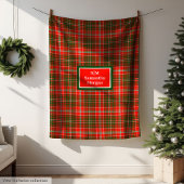 Elegant Holiday Blanket Red Green Monogram Touch Fleece Deken