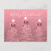 Elegant Holiday Blush Pink Christmas Trees Bows Briefkaart (Voorkant)