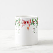 Elegant Holiday Bow with Holly Leaves Design Koffiemok (Center)