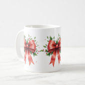 Elegant Holiday Bow with Holly Leaves Design Koffiemok (Voorkant links)
