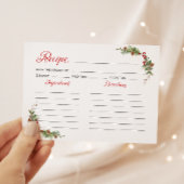 Elegant Holiday Bridal Shower Recipe Card