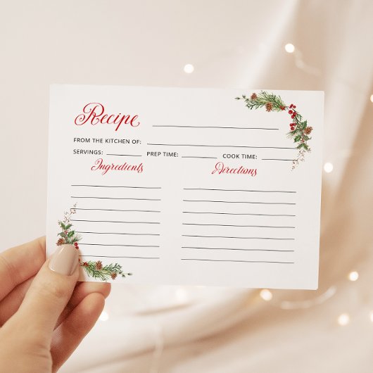 Elegant Holiday Bridal Shower Recipe Card
