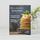 Elegant Holiday Brunch Pancakes Invitation Kaart (Staand voorkant)