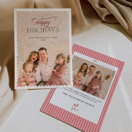 Elegant Holiday Card with Scalloped Border Kaart