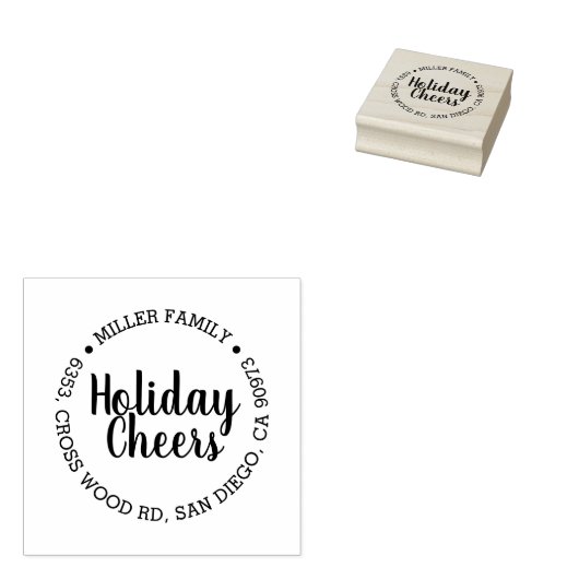 Elegant Holiday Cheers Rond retour adres stempel (Gestempeld)