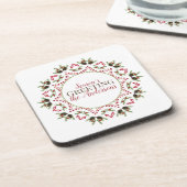 Elegant Holiday Circle Mandala Kerstnaam Bier Onderzetter (Linkerzijde)