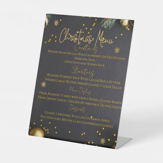 Elegant Holiday Dinner Menu Card Reclamebord Met Voetstuk (Voorkant)