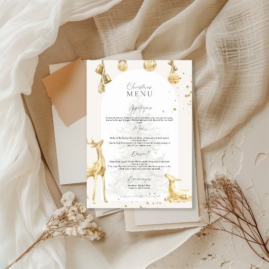 Elegant Holiday Dinner Menu Party Invite Kaart