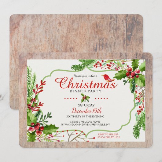 Elegant Holiday Dinner Party Uitnodiging (Voorkant / Achterkant)