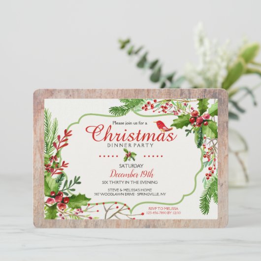 Elegant Holiday Dinner Party Uitnodiging (Staand voorkant)