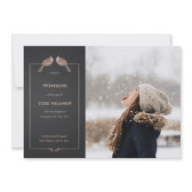 Elegant Holiday Faux Roos Gold Cardinals Fotokaart