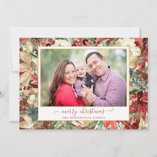 Elegant Holiday Floral kerstfoto (Voorkant)
