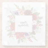 Elegant Holiday Floral Wreath Happy Holidays Glazen Onderzetter (Achterkant)