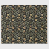 Elegant Holiday Foliage Wrapping Paper on Black Cadeaupapier (Vlak)