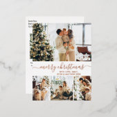 Elegant Holiday Foto Roos Gold Foil Briefkaart (Voorkant / Achterkant)