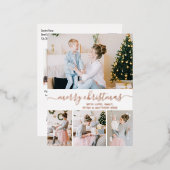 Elegant Holiday Foto Roos Gold Foil Briefkaart (Voorkant / Achterkant)