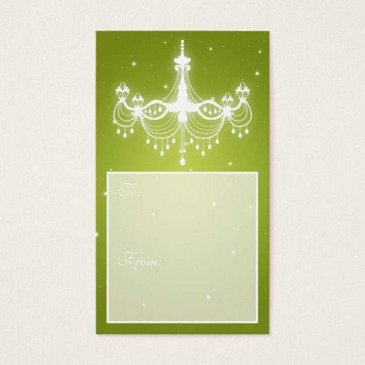 Elegant Holiday Gift Label Kroonluchter Limoen Visitekaartje (Voorkant)