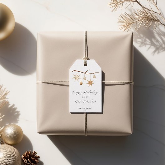 Elegant Holiday Gift Label met gouden sterren en O Cadeaulabel