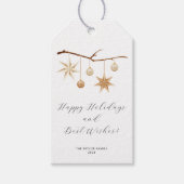 Elegant Holiday Gift Label met gouden sterren en O Cadeaulabel (Voorkant)