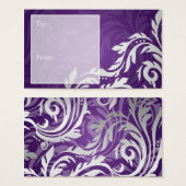 Elegant Holiday Gift Label Swirly Flourly Paarse Visitekaartjes (Voorkant /achterkant)