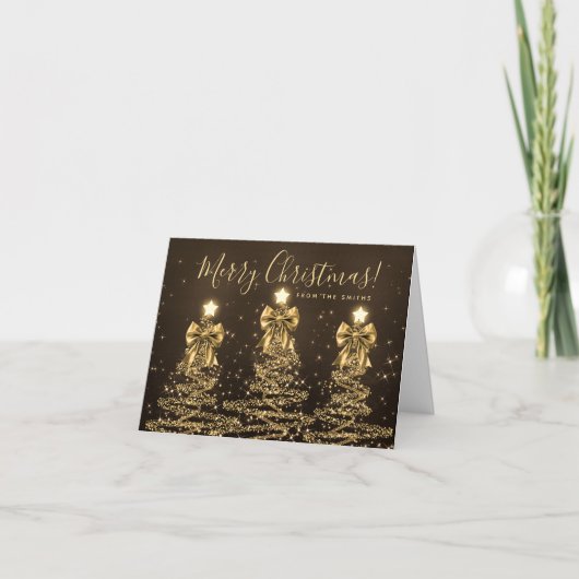 Elegant Holiday Gold Christmas Trees Greeting  Feestdagen Kaart (Voorkant)