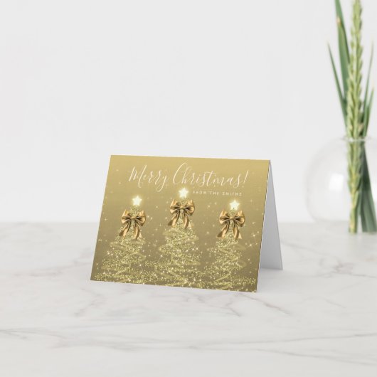 Elegant Holiday Gold Christmas Trees Greeting  Feestdagen Kaart (Voorkant)