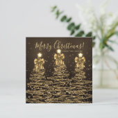 Elegant Holiday Gold Christmas Trees Greeting  Feestdagenkaart (Staand voorkant)