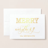 Elegant Holiday Gold MERRY Everything Typografie Folie Kaarten (Voorkant met envelop)