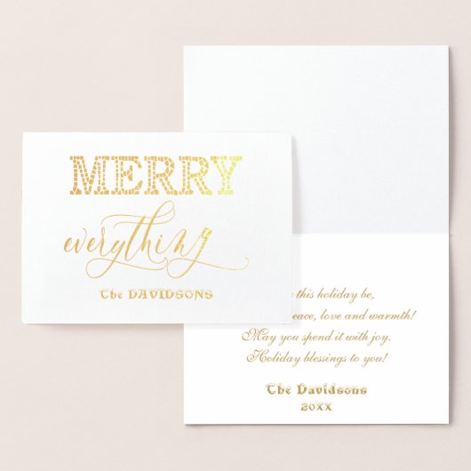 Elegant Holiday Gold MERRY Everything Typografie Folie Kaarten (Display)