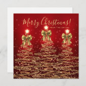 Elegant Holiday Gold Red Christmas Trees Greeting  Feestdagenkaart (Voorkant / Achterkant)