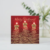 Elegant Holiday Gold Red Christmas Trees Greeting  Feestdagenkaart (Staand voorkant)