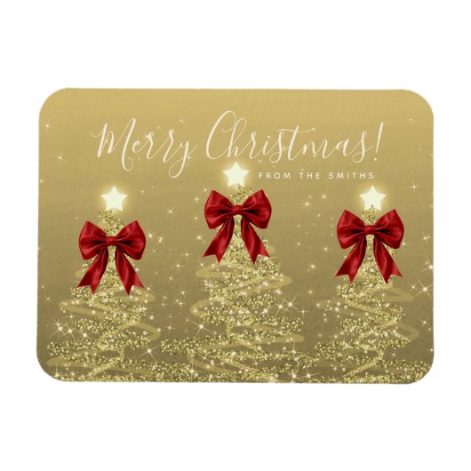 Elegant Holiday Gold Red Christmas Trees Greeting  Magneet (Horizontaal)