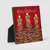 Elegant Holiday Gold Red Christmas Trees w/ Bows Fotoplaat (Voorkant)