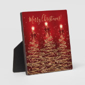 Elegant Holiday Gold Red Christmas Trees w/ Bows Fotoplaat (Voorkant)