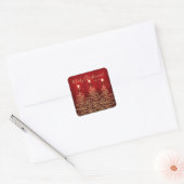 Elegant Holiday Gold Red Christmas Trees w/ Bows Vierkante Sticker (Envelop)
