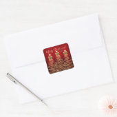Elegant Holiday Gold Red Christmas Trees w/ Bows Vierkante Sticker (Envelop)