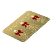 Elegant Holiday Gold Red Christmas Trees + Year Magneet (Linkerzijde)