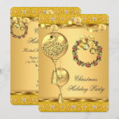 Elegant Holiday Gold Yellow Kerstmis Kaart (Voorkant / Achterkant)
