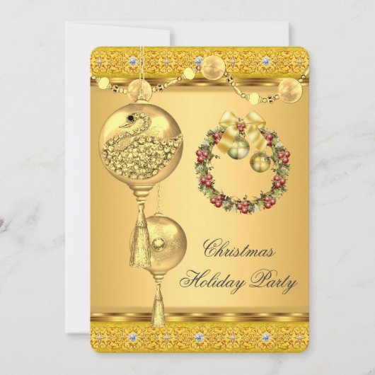 Elegant Holiday Gold Yellow Kerstmis Kaart (Voorkant)