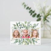 Elegant Holiday Greenery Family 3 Foto Modern Briefkaart (Staand voorkant)