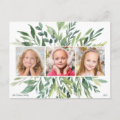 Elegant Holiday Greenery Family 3 Foto Modern Briefkaart (Voorkant)