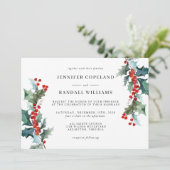 Elegant Holiday Greenery Waterverf Wedding Kaart (Staand voorkant)