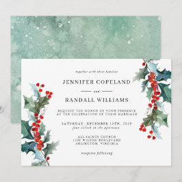 Elegant Holiday Greenery Waterverf Wedding Kaart